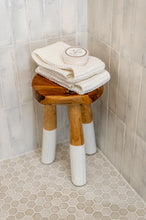 Load image into Gallery viewer, Teak stool with white legs