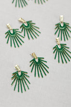 Load image into Gallery viewer, Olive Sunburst Statement Drop Earrings