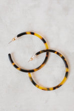 Load image into Gallery viewer, 1.25" Skinny Brown Tortoise Hoop Earrings
