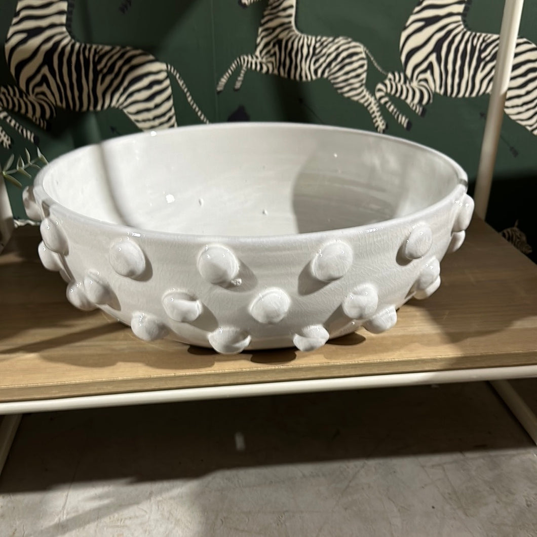 16” white decorative bowl
