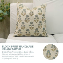Load image into Gallery viewer, Boho Decor Block Print Linen Blend Pillow Cover - Rishi: Linen Blend / One Side / 22X22