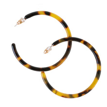 Load image into Gallery viewer, 1.25" Skinny Brown Tortoise Hoop Earrings