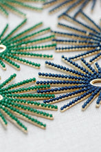 Load image into Gallery viewer, Olive Sunburst Statement Drop Earrings