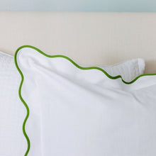 Load image into Gallery viewer, Scalloped Euro Sham, Green / White by Laura Park
