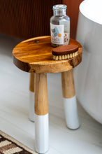 Load image into Gallery viewer, Teak stool with white legs