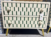 Load image into Gallery viewer, Green/White Bone Inlay Side Table