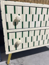 Load image into Gallery viewer, Green/White Bone Inlay Side Table