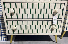 Load image into Gallery viewer, Green/White Bone Inlay Side Table