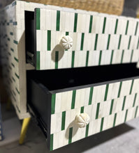 Load image into Gallery viewer, Green/White Bone Inlay Side Table