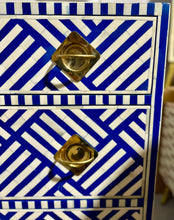 Load image into Gallery viewer, Blue/White Bone Inlay 3-Drawer Dresser/Bedside Table - Bright Blue