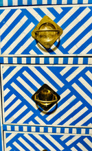 Load image into Gallery viewer, Blue/White Bone Inlay 3-Drawer Dresser/Bedside Table - Bright Blue