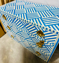 Load image into Gallery viewer, Blue/White Bone Inlay 3-Drawer Dresser/Bedside Table - Bright Blue