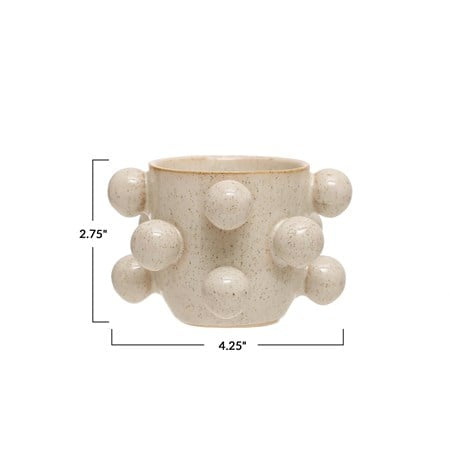 reactive glaze plant pot Stoneware Planter w/ Orbs, Reactive Glaze