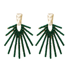 Load image into Gallery viewer, Olive Sunburst Statement Drop Earrings