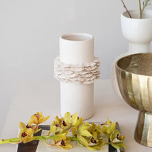 Load image into Gallery viewer, Stoneware Vase w/ Ruffles, Matte Cream Color