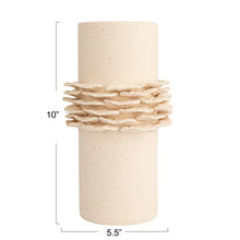 Load image into Gallery viewer, Stoneware Vase w/ Ruffles, Matte Cream Color