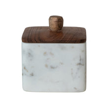 Load image into Gallery viewer, Marble Container w/ Acacia Wood Lid, White & Natural