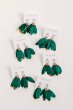 Load image into Gallery viewer, Emerald Gold Dipped Fall Feather Tassel Statement Earrings