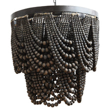 Load image into Gallery viewer, Wooden + Metal Beaded Chandelier