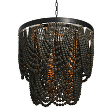 Load image into Gallery viewer, Wooden + Metal Beaded Chandelier