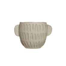 Load image into Gallery viewer, Debossed Stoneware Planter with Glaze (ears)
