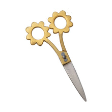 Load image into Gallery viewer, Brass Scissors with Flower Shaped Handles
