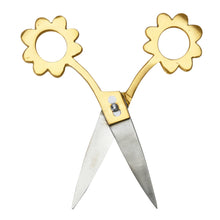 Load image into Gallery viewer, Brass Scissors with Flower Shaped Handles