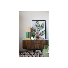 Load image into Gallery viewer, Stoneware Fluted Lamp with Raffia Shade