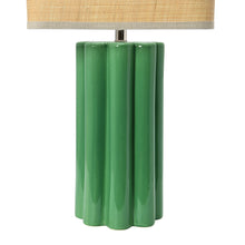 Load image into Gallery viewer, Stoneware Fluted Lamp with Raffia Shade
