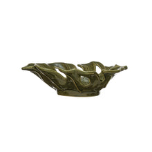 Load image into Gallery viewer, Stoneware Monstera Shaped Bowl, Reactive Glaze