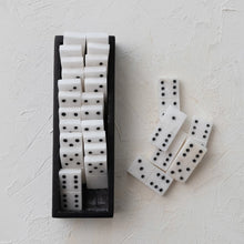 Load image into Gallery viewer, Handmade Alabaster Dominoes in Soapstone Box, Set of 29