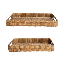 Load image into Gallery viewer, Decorative Hand-Woven Rattan Trays w/ Handles - Large