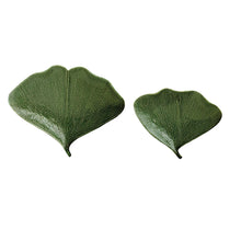 Load image into Gallery viewer, Debossed Stoneware Gingko Leaf Shaped Plates, Set of 2