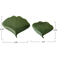 Load image into Gallery viewer, Debossed Stoneware Gingko Leaf Shaped Plates, Set of 2
