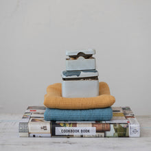 Load image into Gallery viewer, Hand-Painted Stoneware Box w/ Lid, Reactive Glaze, White & Black (Each One Will Vary)