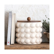 Load image into Gallery viewer, Stoneware Canister w/ Raised Dots & Acacia Wood Lid