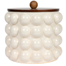 Load image into Gallery viewer, Stoneware Canister w/ Raised Dots & Acacia Wood Lid