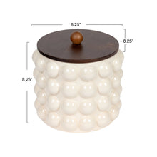 Load image into Gallery viewer, Stoneware Canister w/ Raised Dots & Acacia Wood Lid