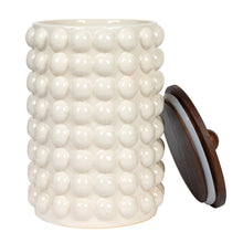 Load image into Gallery viewer, Stoneware Canister w/ Raised Dots & Acacia Wood Lid
