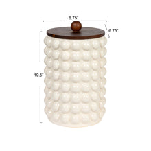 Load image into Gallery viewer, Stoneware Canister w/ Raised Dots & Acacia Wood Lid
