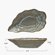 Load image into Gallery viewer, Stoneware Oyster Shell Shaped Bowl, Grey (Each One Will Vary)