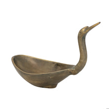 Load image into Gallery viewer, 10"L x 4-3/4"W Cast Aluminum Bird Shaped Bowl, Antique Brass Finish