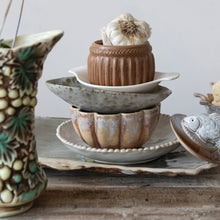 Load image into Gallery viewer, 5-3/4" Round x 2-3/4"H Stoneware Fluted Scalloped Bowl, Reactive Crackle Glaze, Brown