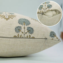 Load image into Gallery viewer, Boho Decor Block Print Linen Blend Pillow Cover - Rishi: Linen Blend / One Side / 22X22