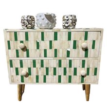 Load image into Gallery viewer, Green/White Bone Inlay Side Table