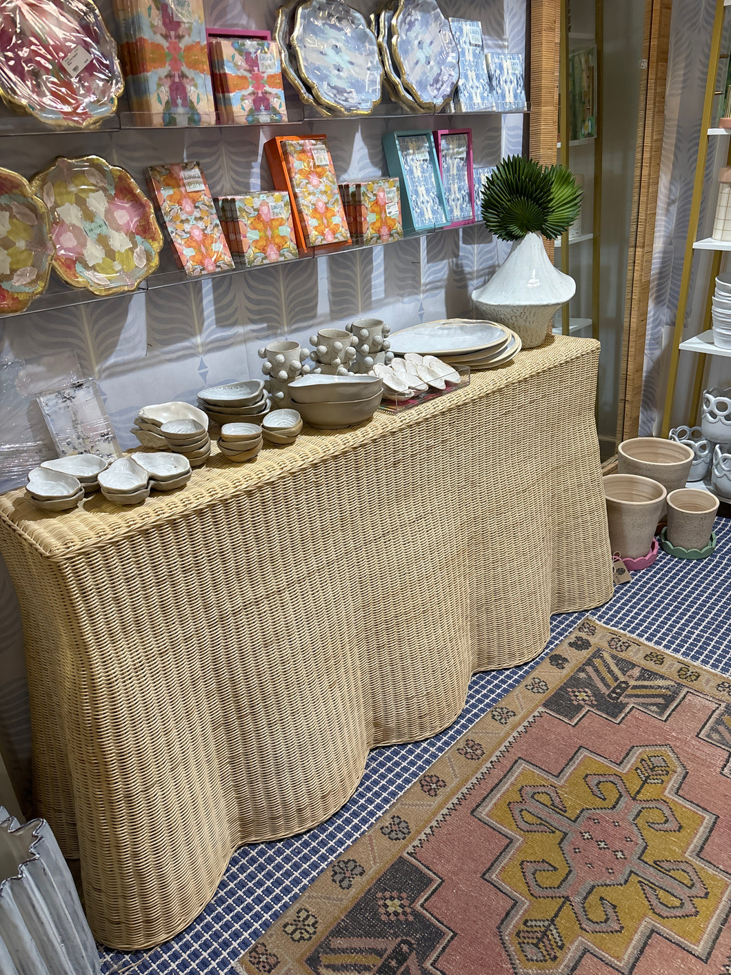 Rattan Ripple Console