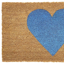 Load image into Gallery viewer, 17" X 29" Brown And Blue Heart Outdoor Coir Door Mat
