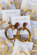 Load image into Gallery viewer, Dark Brown Bamboo Statement Drop Earrings

