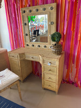 Load image into Gallery viewer, Madeline Girls/Teen Rattan Vanity with mirror and lights
