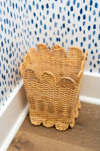 Load image into Gallery viewer, Square Rattan Scalloped Waste Basket
